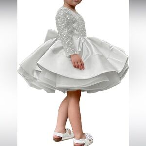 Girl Long Sleeve Lace Sequins Dress